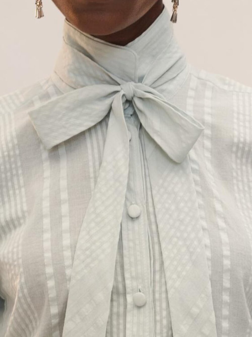 ZARA LIMITED EDITION LACE TIE SHIRT - Picture 5 of 10